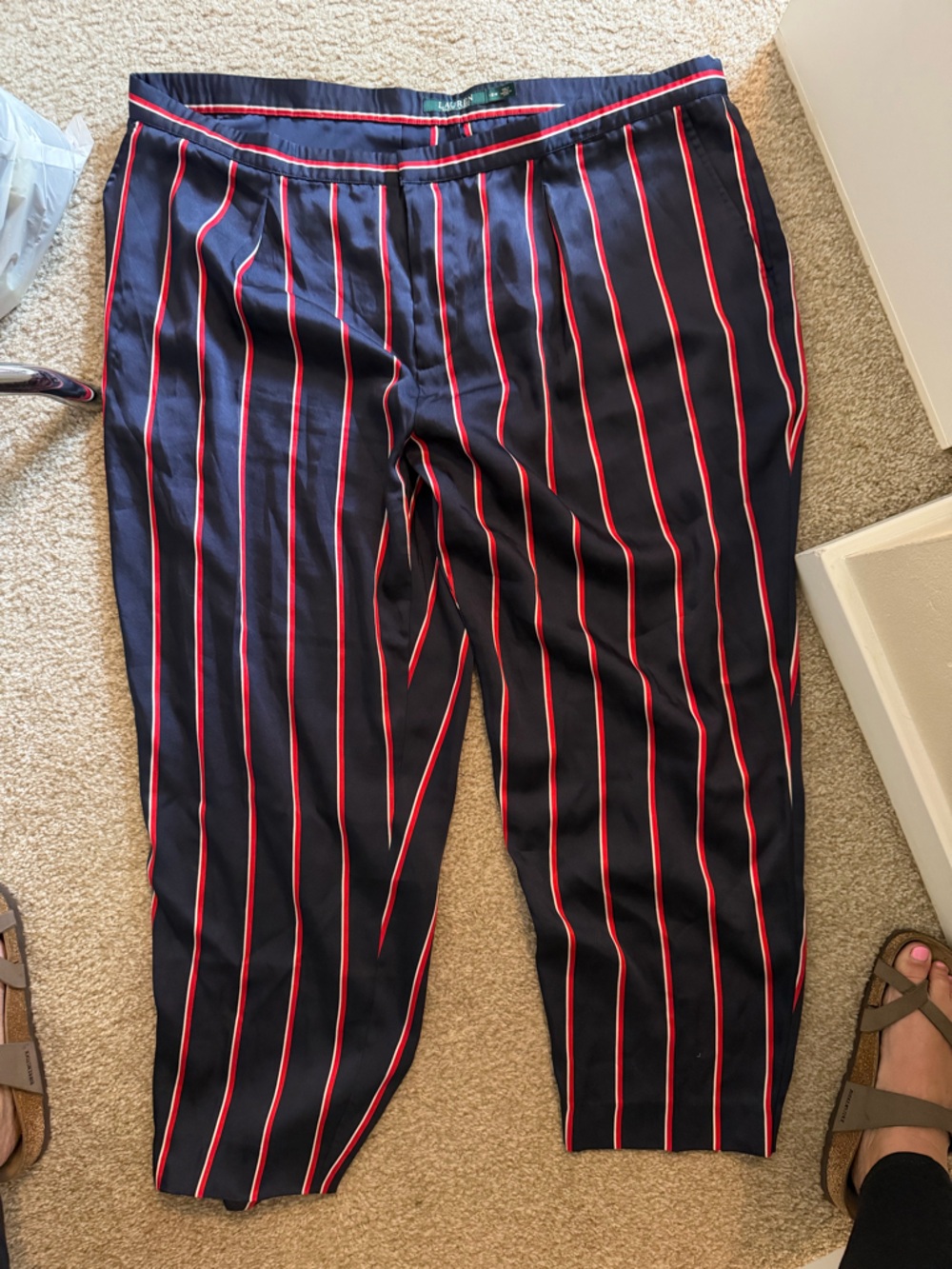 Ralph Lauren Navy Pants with Red and White Pinstripes
